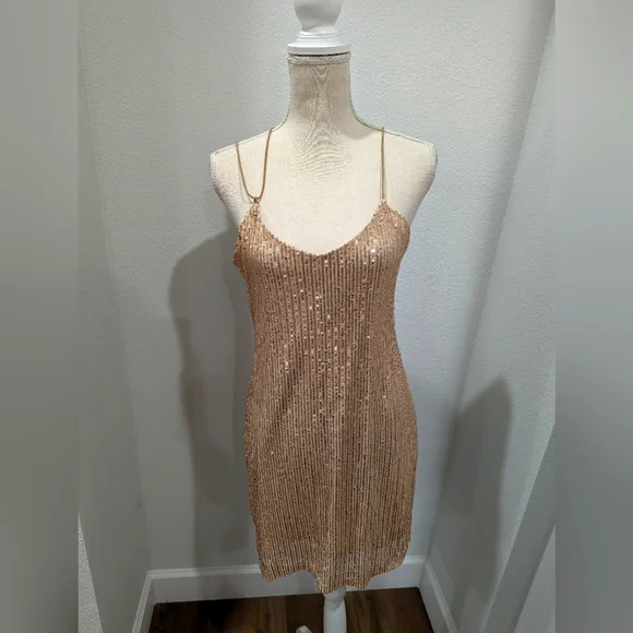 Dresses | Rose Gold Sequin Dress Sz Lxl | Poshmark